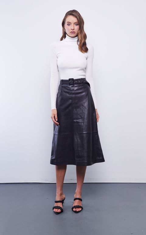 DEA THE LABEL Business Plane Leather Skirt BLACK Cint Boutique